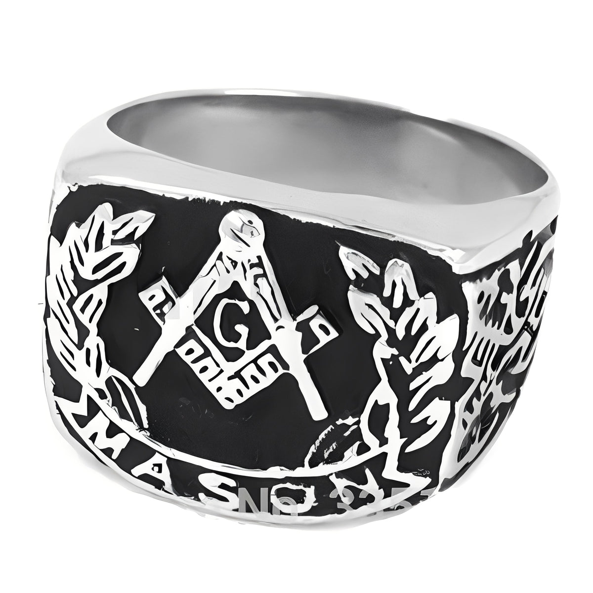 Master Mason Blue Lodge Ring - Silver Wreath Motif - Bricks Masons