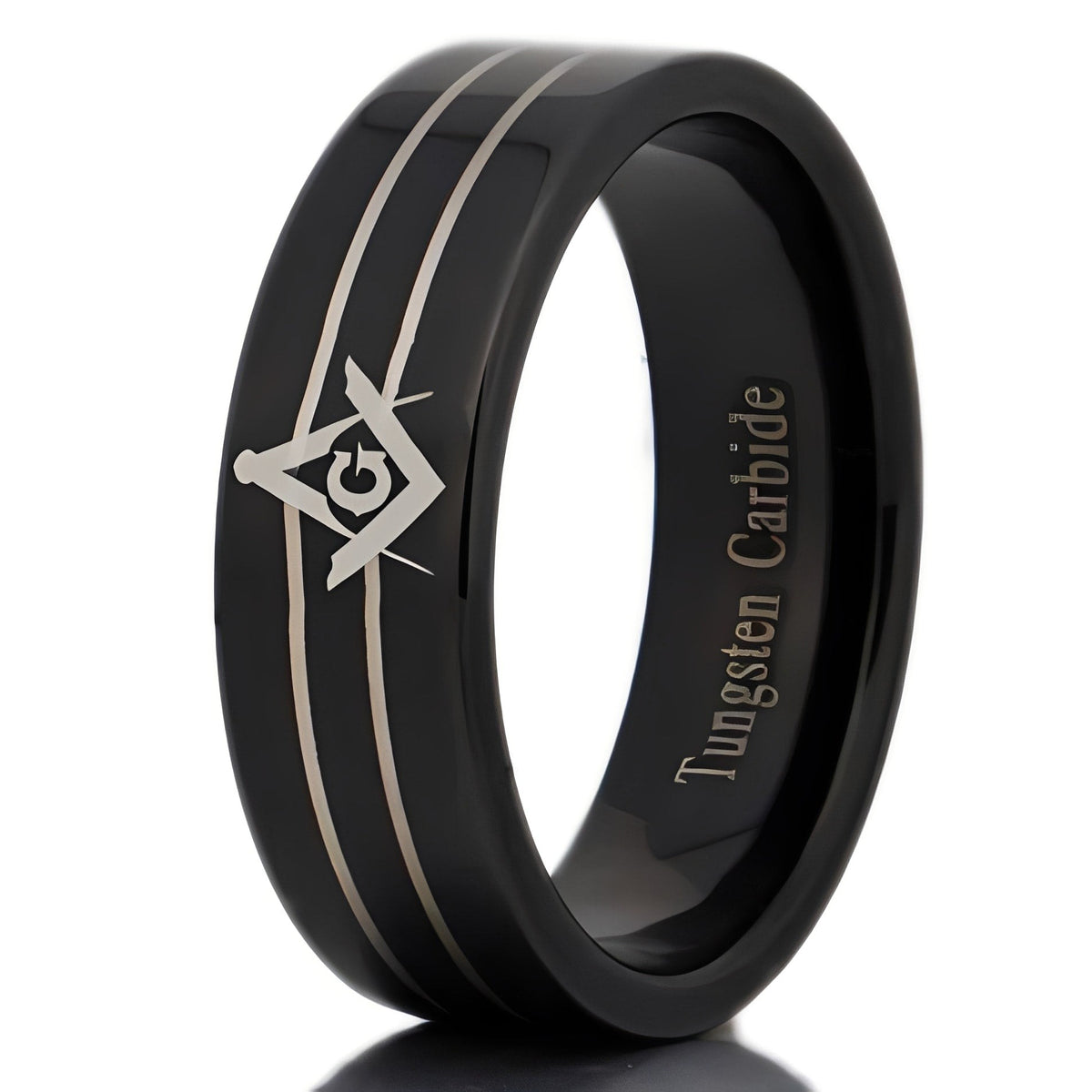 Master Mason Blue Lodge Rite Ring - Black Tungsten Personalizable