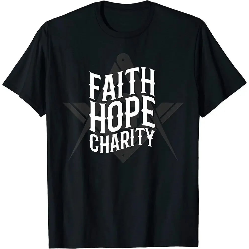 Master Mason Blue Lodge T-Shirt - Faith Hope Charity Square And Compass