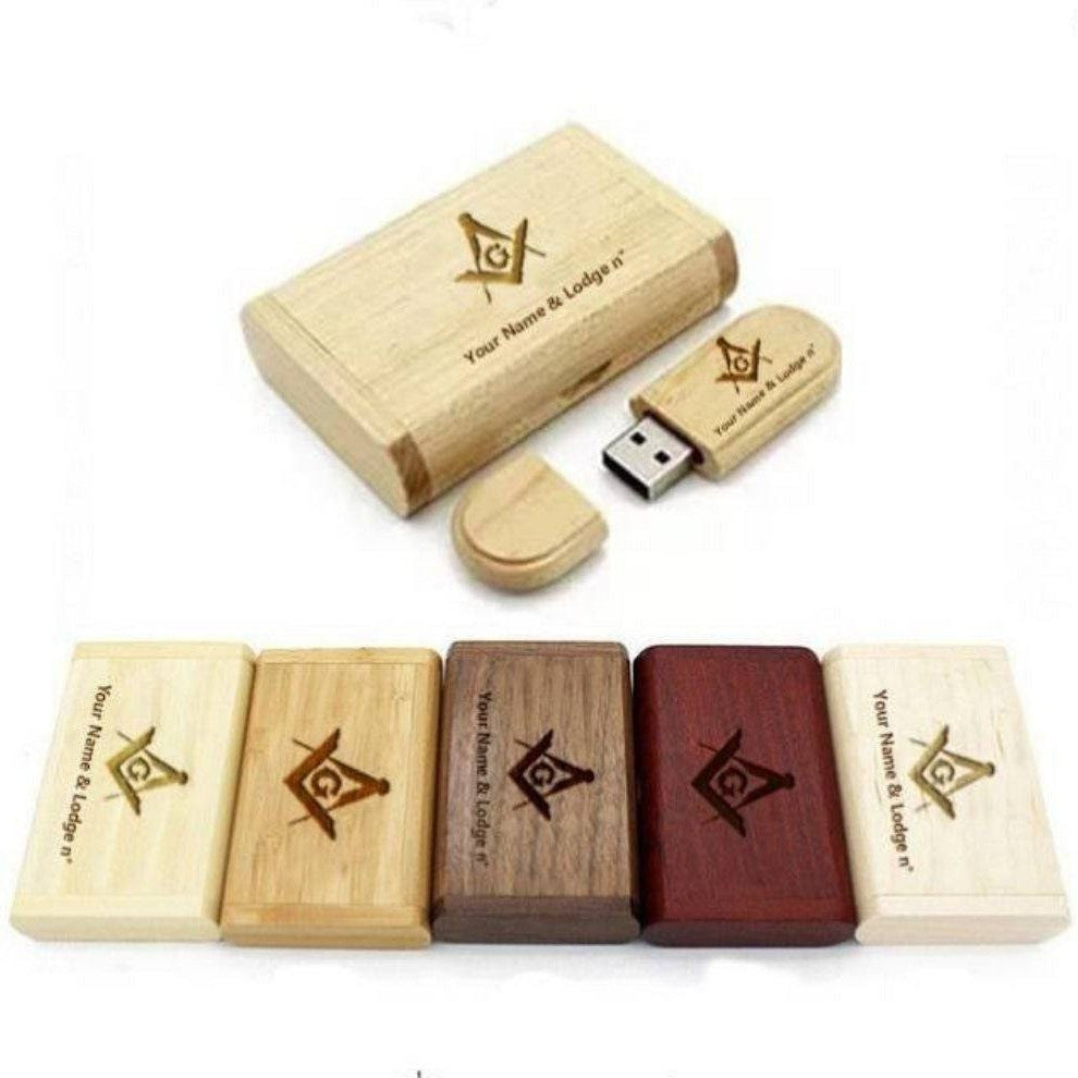 USB-Sticks der Master Mason Blue Lodge – verschiedene Holzfarben