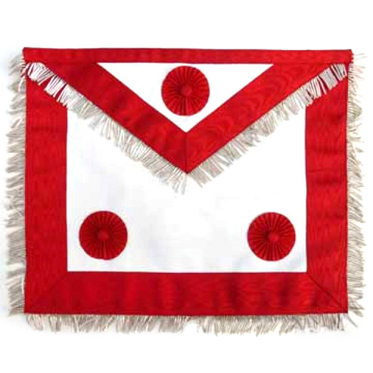 Master Mason Scottish Rite Apron - White & Red Moire with Gold Fringe - Bricks Masons
