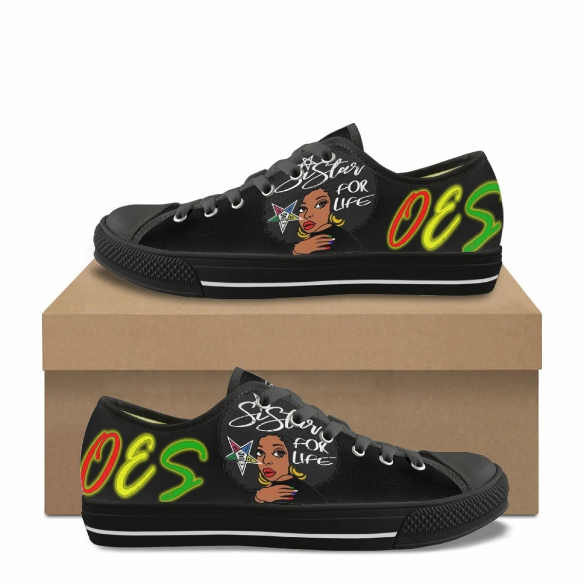 OES Sneakers - Printed Design With Lace Up Closure - Bricks Masons