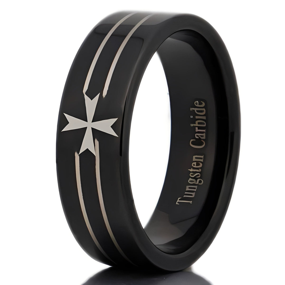 Order of Malta Ring - Black Tungsten Personalizable