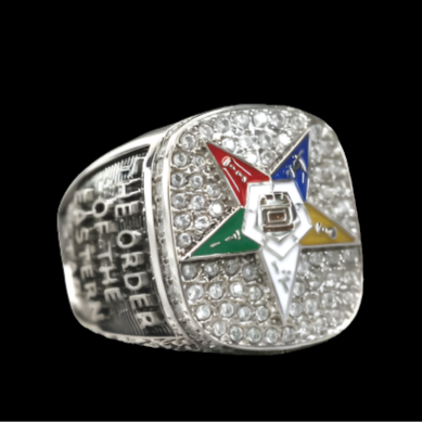 OES Ring - Order Of The Eastern Star Sterling Silver - Bricks Masons