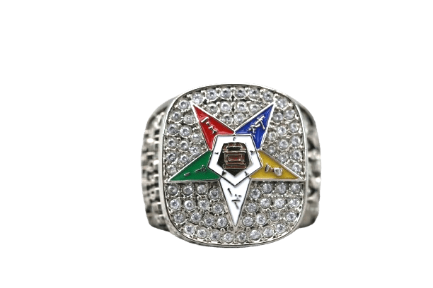 OES Ring - Order Of The Eastern Star Sterling Silver - Bricks Masons