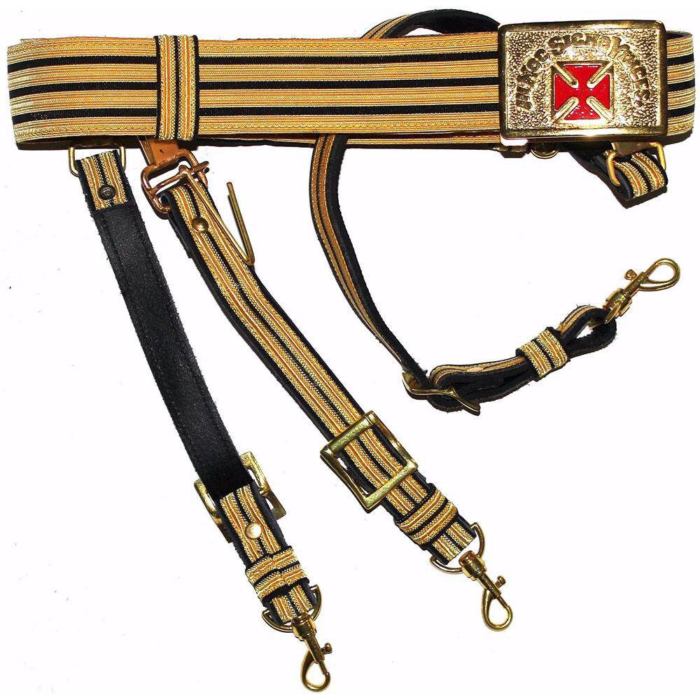 Past Grand Commander Knights Templar Regalia Belt - Red Cross - Bricks Masons