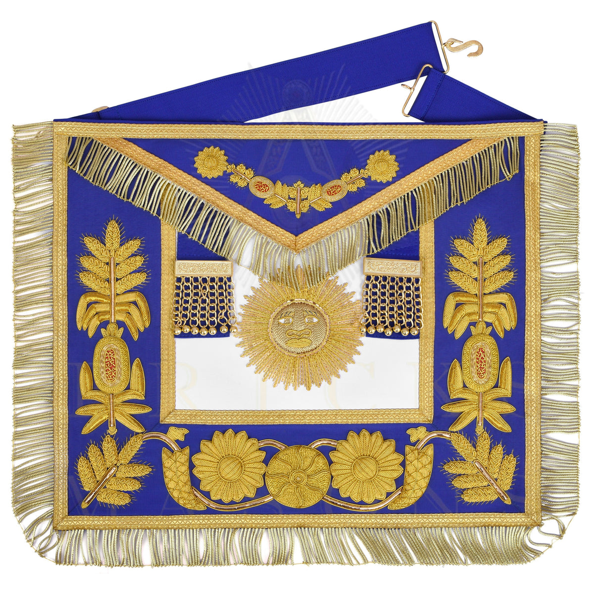 Past Grand Master Blue Lodge Apron - Quality A+ Gold & Blue Hand Embroidery