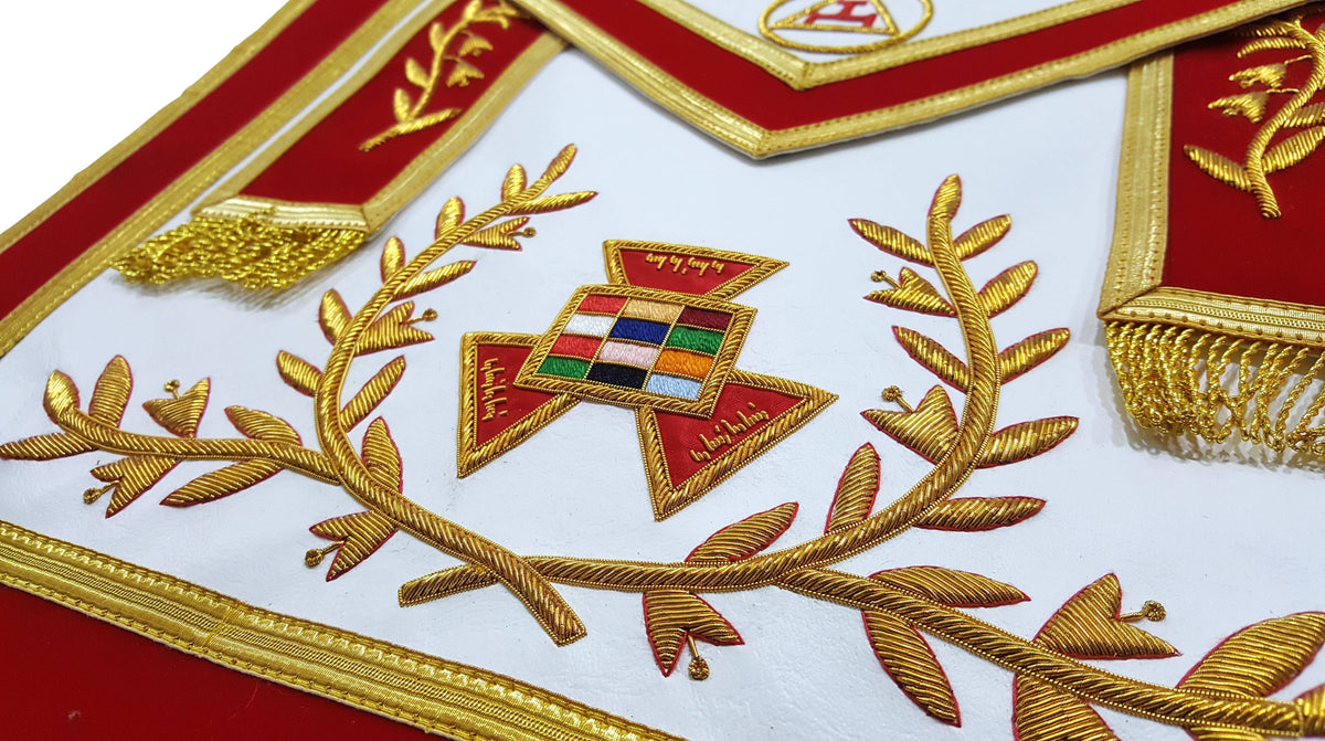 Past High Priest Royal Arch Chapter Apron - Red with Gold Braid - Bricks Masons