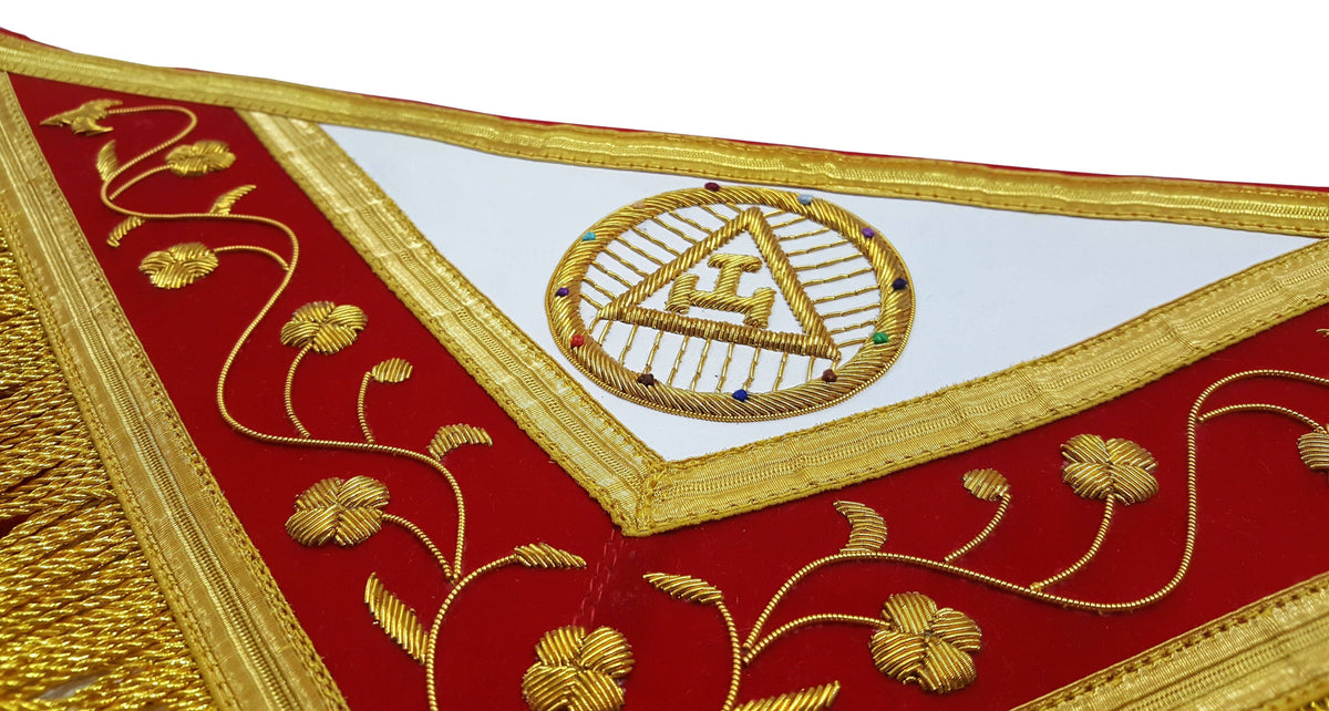 Past High Priest Royal Arch Chapter Apron - Red with Gold Wreath - Bricks Masons
