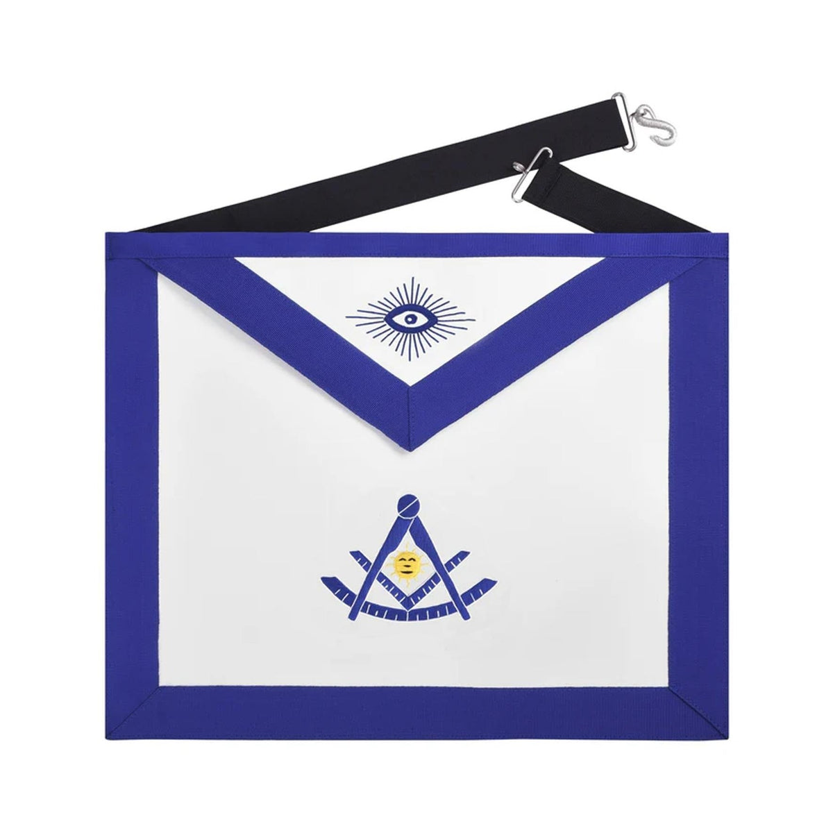 Past Master Blue Lodge Apron - Blue Grosgrain with Gold & Blue Emblem