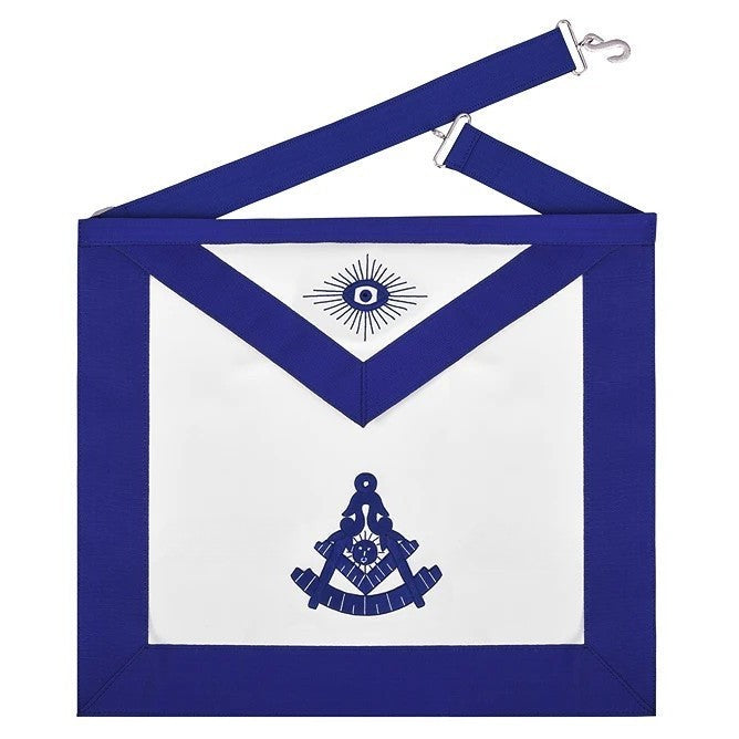 Past Master Blue Lodge Apron - Royal Blue Square & Quadrant With Sun
