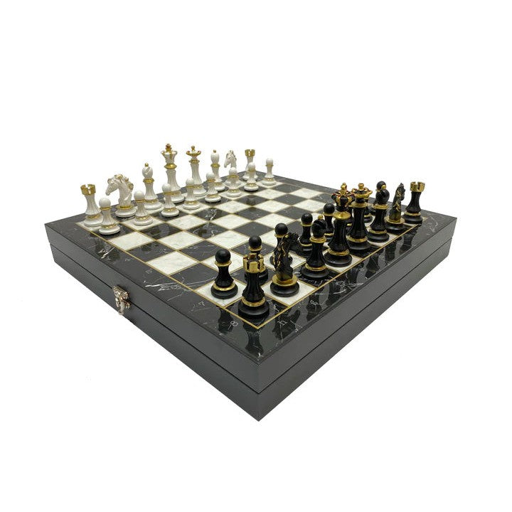 Past Master Blue Lodge Chess Set - Black Marble Pattern