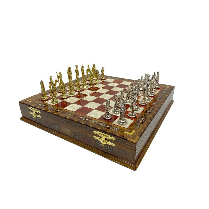 Past Master Blue Lodge Chess Set - Wood Mosaic Pattern