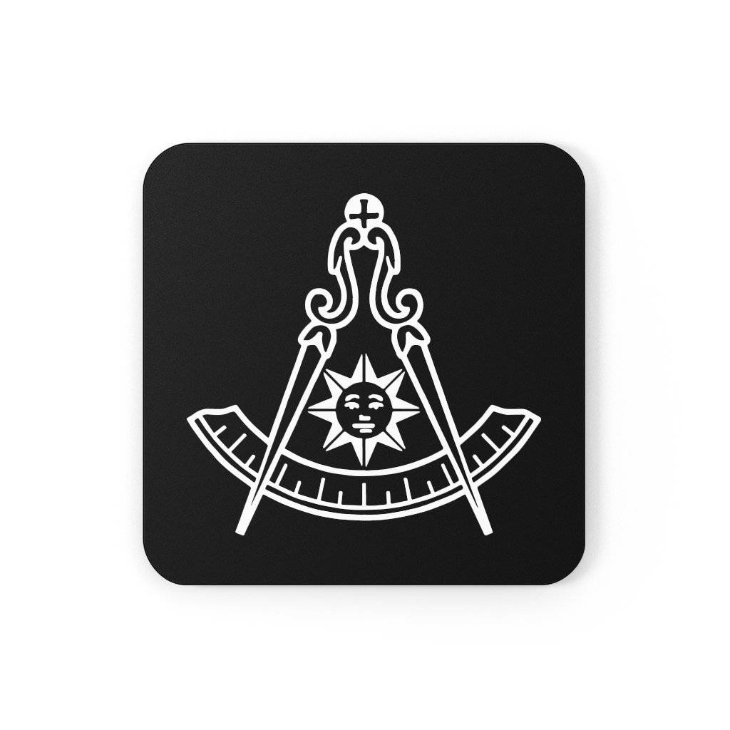Past Master Blue Lodge Coaster - White & Black - Bricks Masons