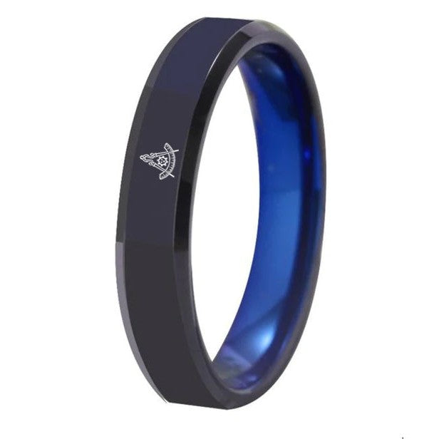 Ehemaliger Meisterring der Blue Lodge – Schwarz mit blauem Wolfram, personalisierbar