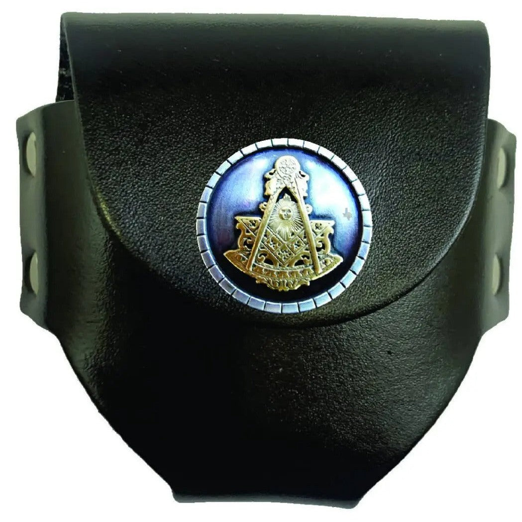 Schnupftabakdosenhalter der Past Master Blue Lodge – Echtleder mit Druckknopfverschluss