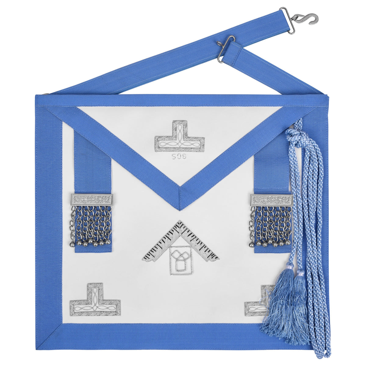 Past Master Blue Lodge Pennsylvania Regulation Apron - Euclid’s 47th Problem Hand Bullion Embroidery
