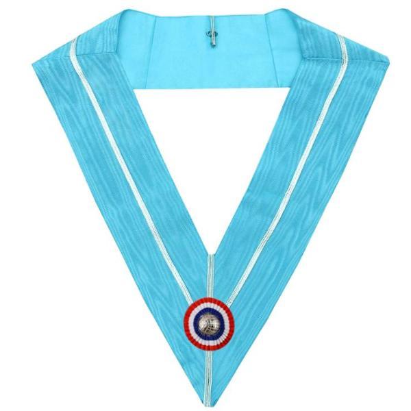 Past Master Emulation Rite Collar - Turquoise Moire - Bricks Masons