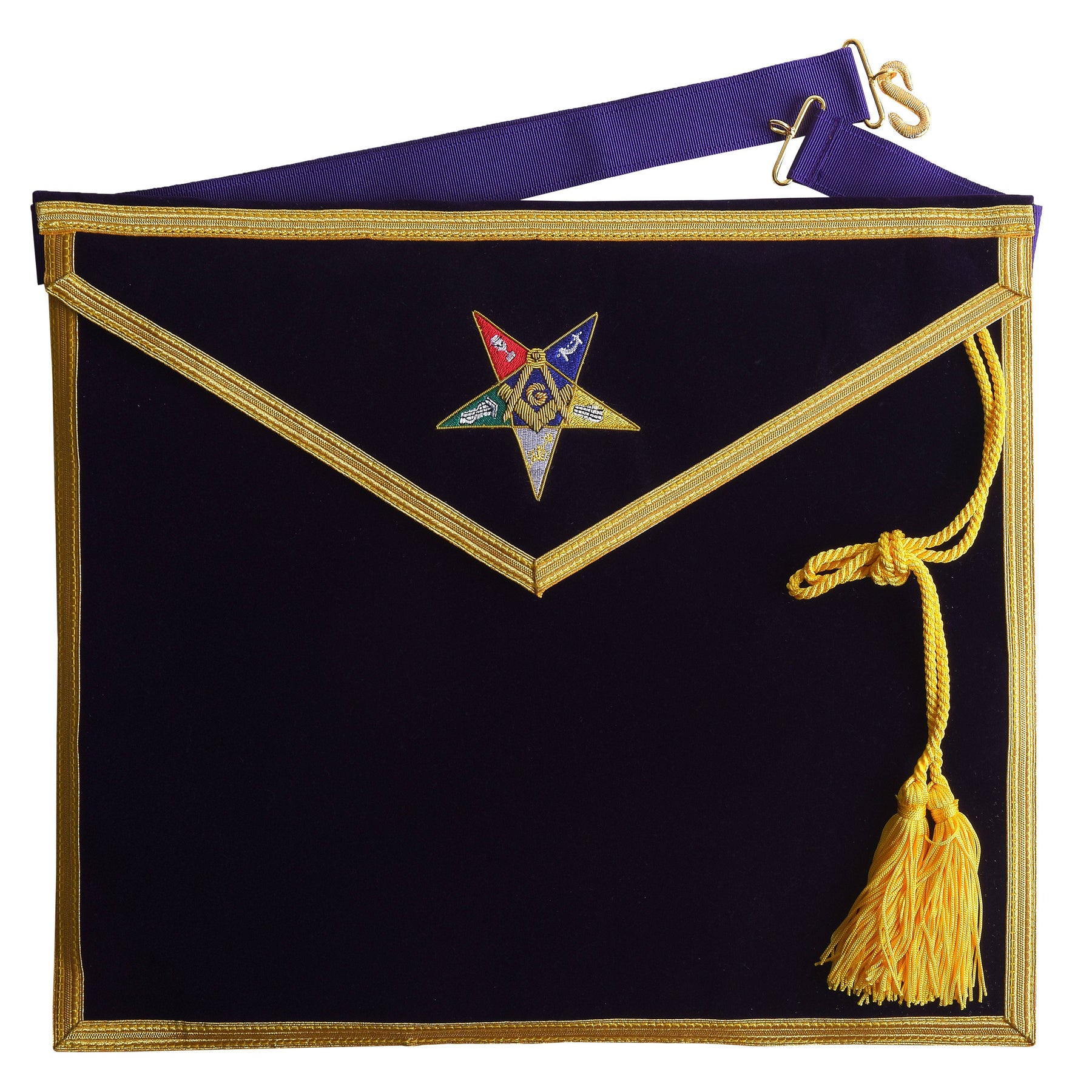 Patron OES Apron - Purple Velvet Hand Embroidery - Bricks Masons