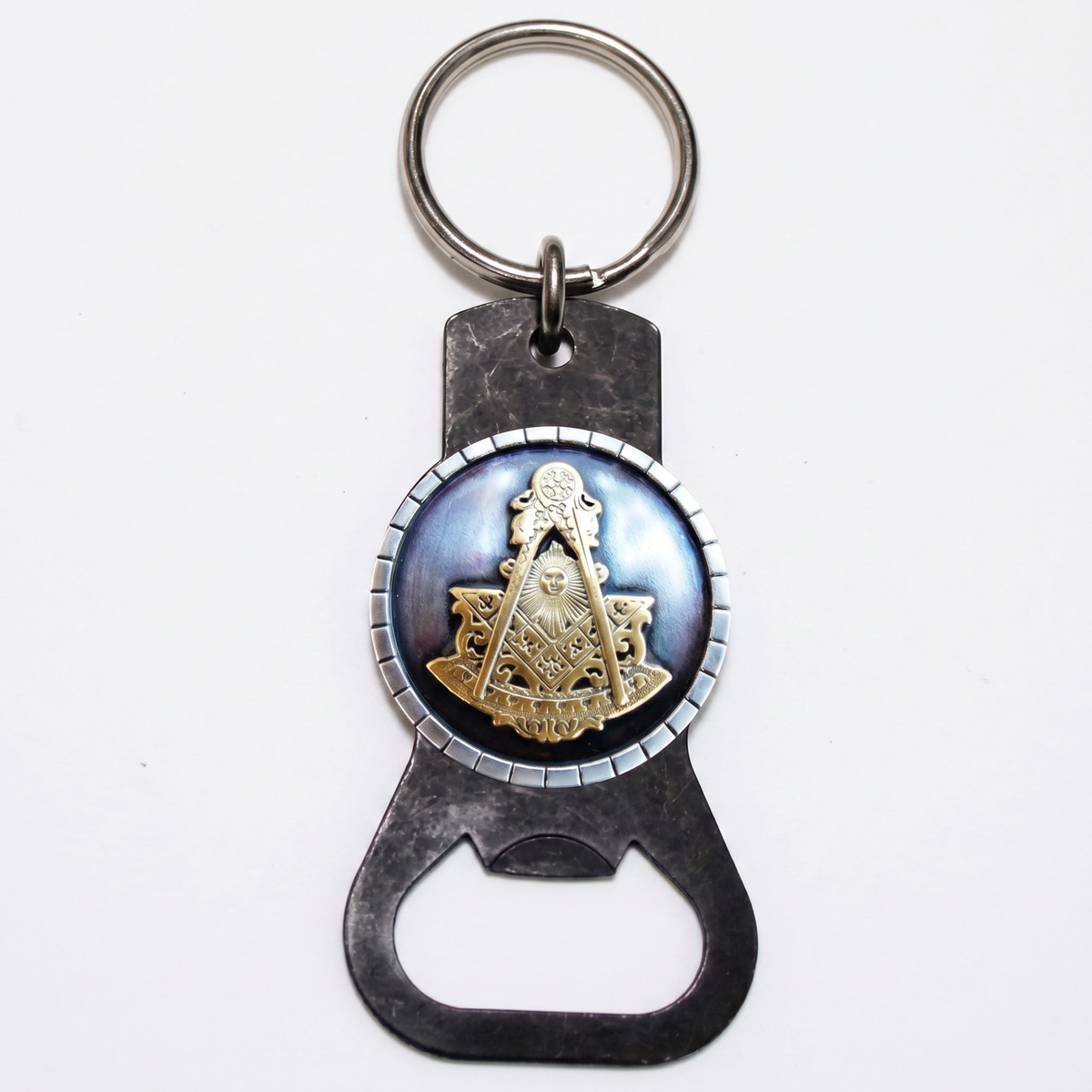 Past Master Blue Lodge Bottle Opener - Aluminium Metal Keychain - Bricks Masons
