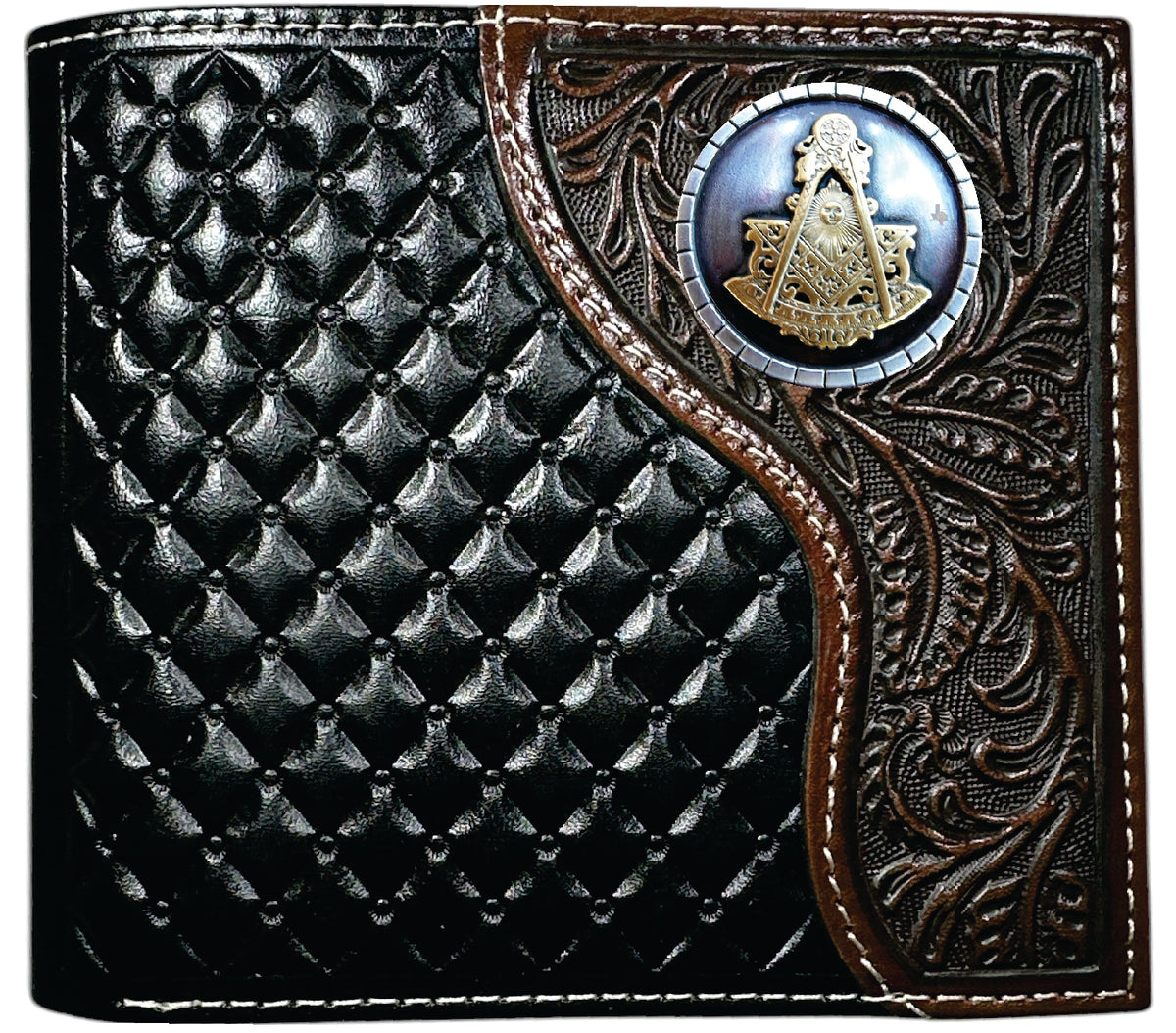 Past Master Blue Lodge Wallet - Nocona Black & Cherry Floral Bi-fold
