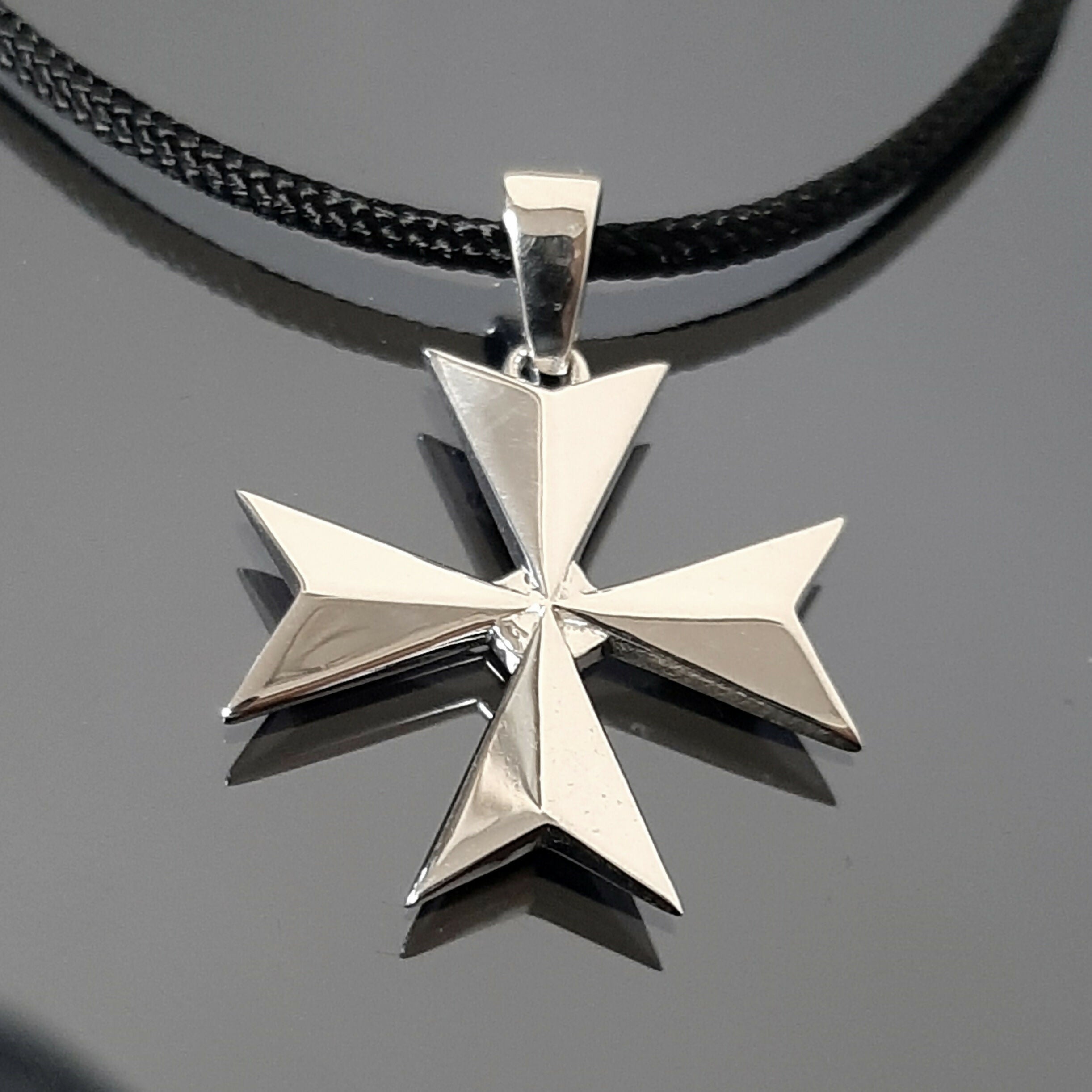 Order Of Malta Necklace - Silver Malta Cross-Solid Templar cross