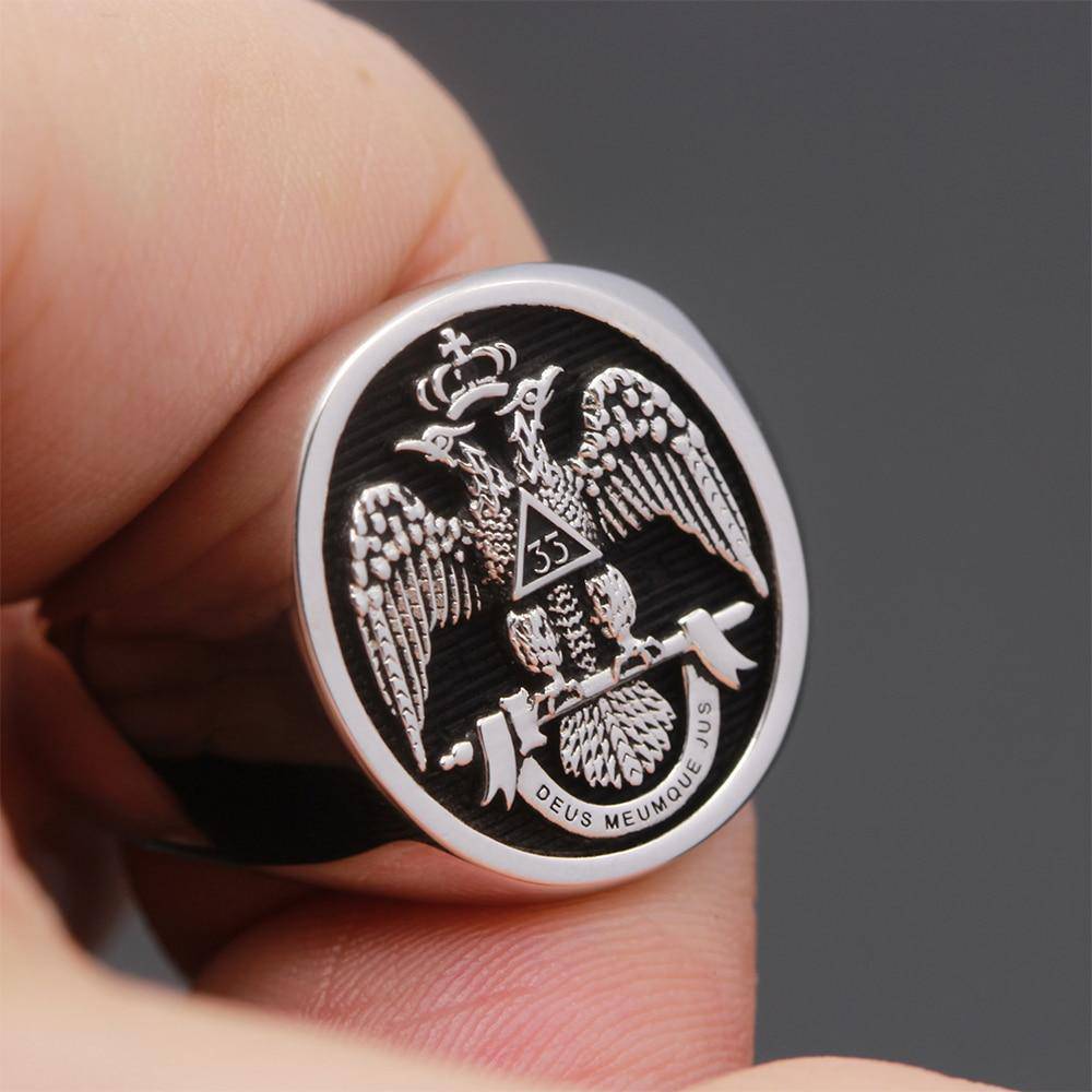 33rd Degree Scottish Rite Ring - Black Oval 925 sterling silver - Bricks Masons