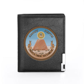 Master Mason Blue Lodge Wallet - PU Leather Vintage Square and Compass G & Credit Card Holder (26 variants) - Bricks Masons