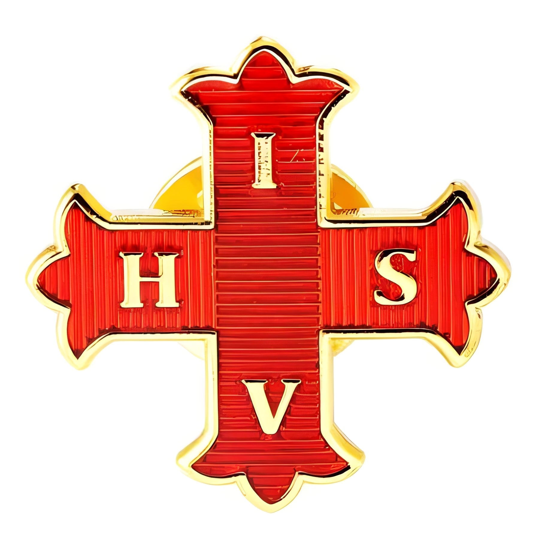 Red Cross of Constantine Lapel Pin - Gold Plated - Bricks Masons