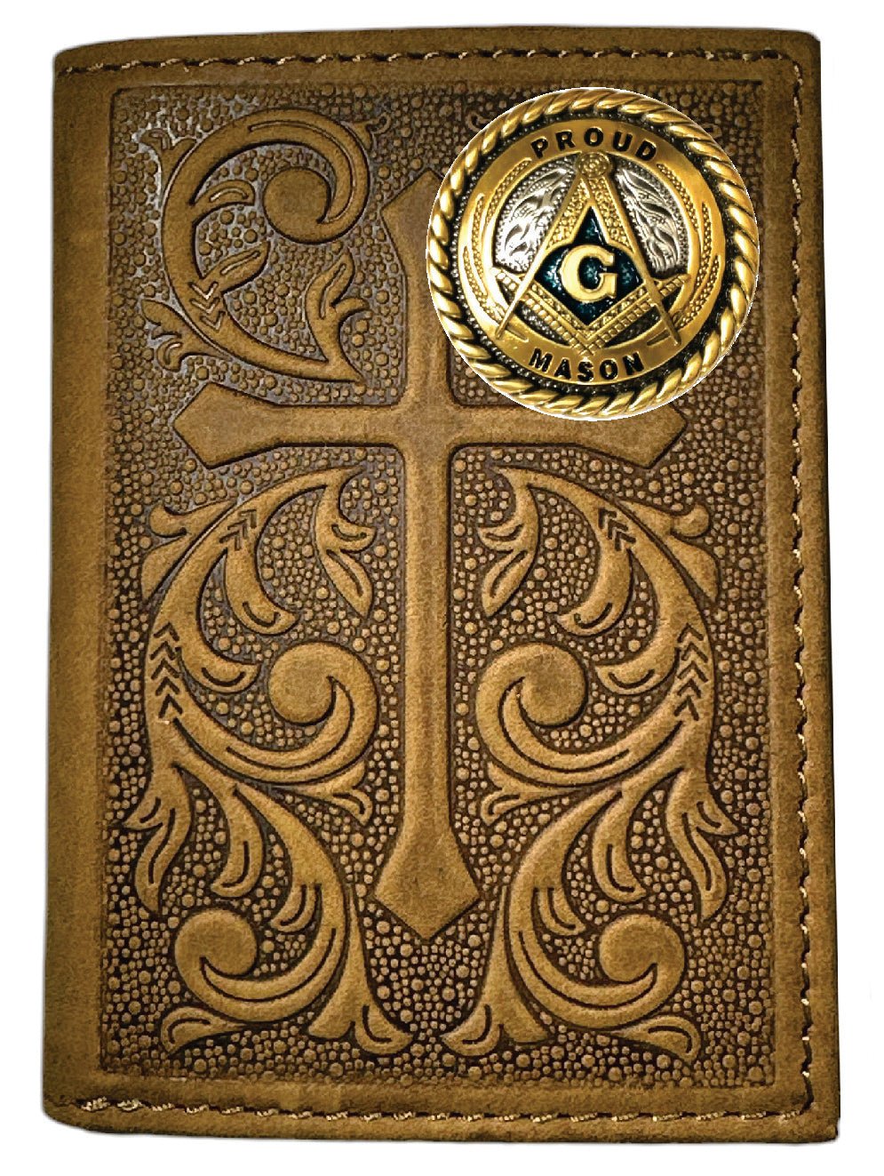 Master Mason Blue Lodge Wallet - Proud Mason Nocona Soft Leather Cross