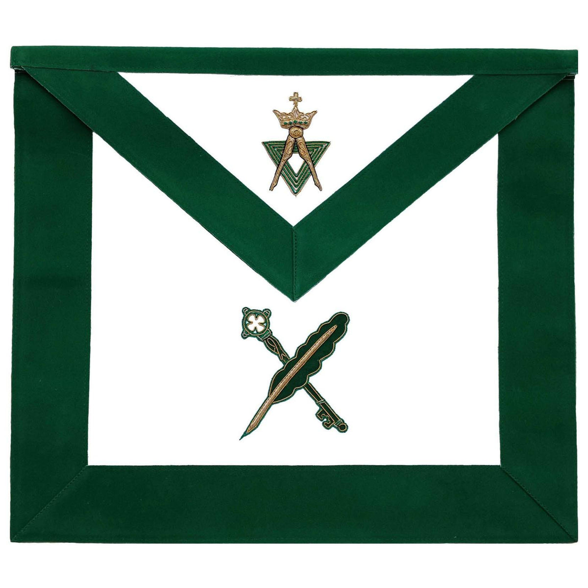 Secretary & Treasurer Allied Masonic Degrees Apron - Green Velvet - Bricks Masons