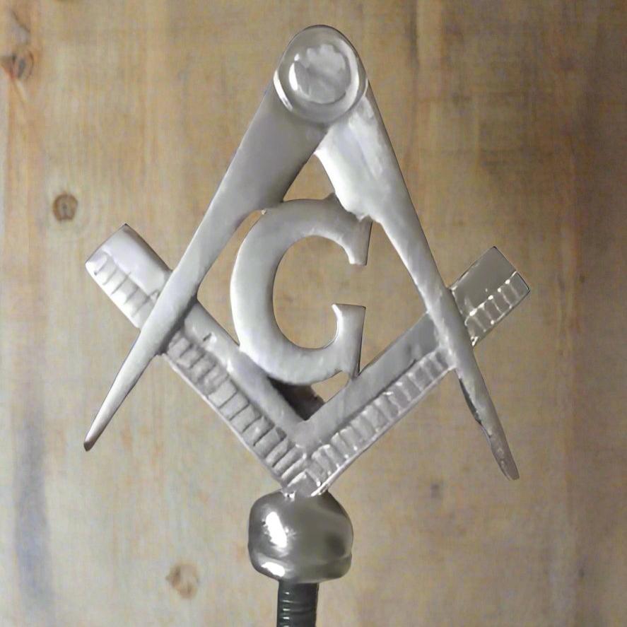 Master Mason Blue Lodge Hood Ornament - Square & Compass G Pewter Material - Bricks Masons