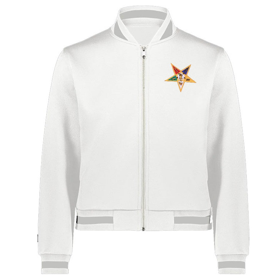 OES Jacket - White Leather With Eastern Star Emblem & Customization - Bricks Masons