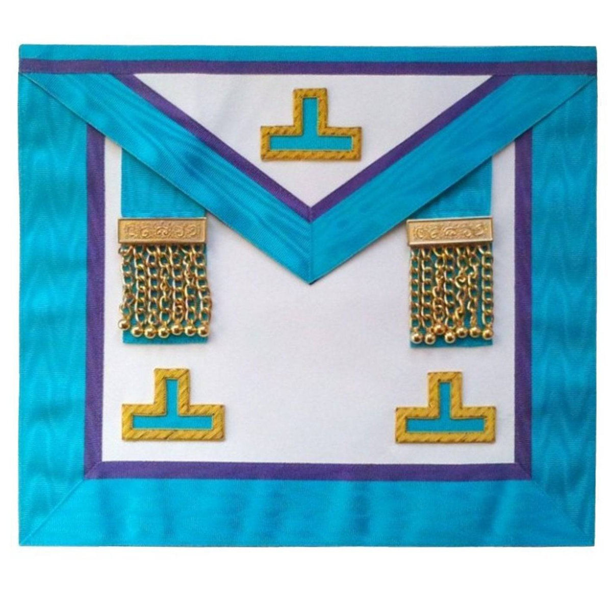 Worshipful Master Memphis Misraim Apron - White, Turquoise & Royal Blue with Tassels