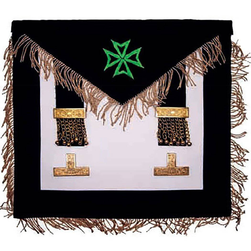 Worshipful Master Malta Regulation Apron - Green - Bricks Masons