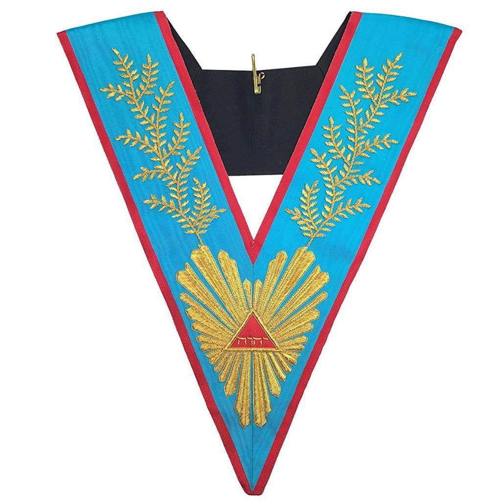 Worshipful Master Memphis Misraim French Regulation Officer Collar - Handmade Embroidery - Bricks Masons