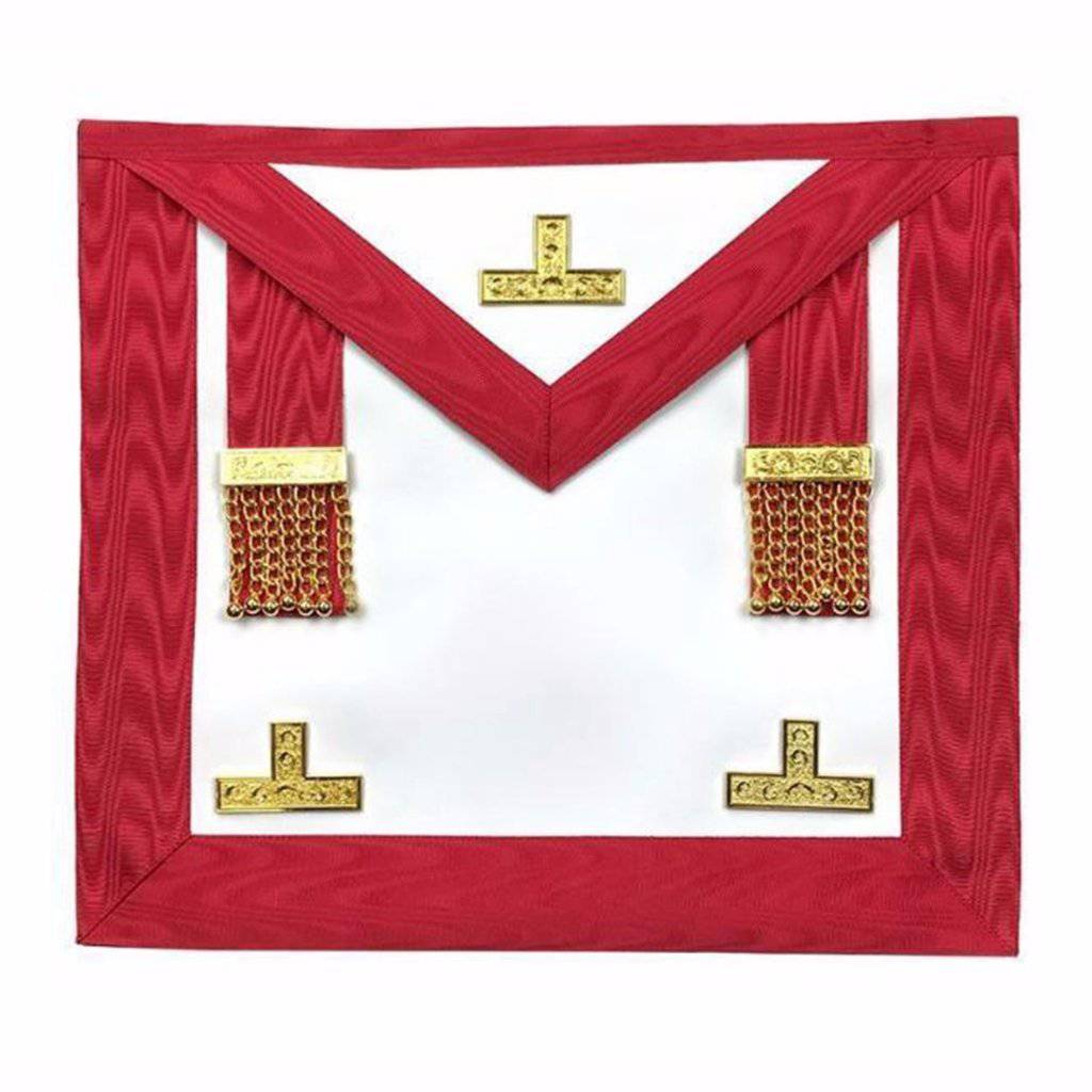 Worshipful Master Scottish Rite Apron - White & Red Moire - Bricks Masons