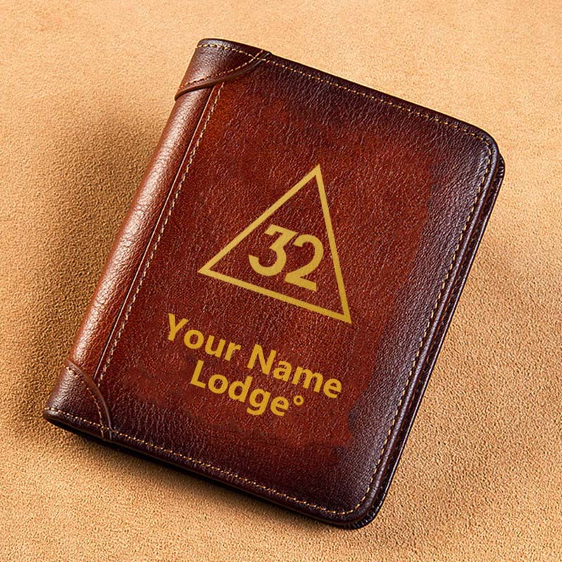 32nd Degree Scottish Rite Wallet - Brown Leather - Bricks Masons