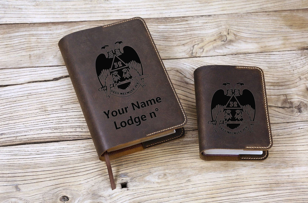 32nd Degree Scottish Rite Book Cover - Wings Down Leather - Bricks Masons