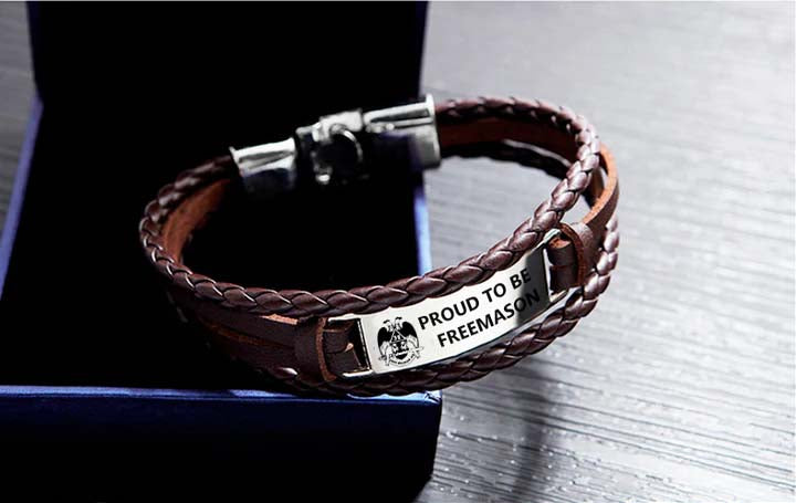 32nd Degree Scottish Rite Bracelet - Wings Down Black & Brown - Bricks Masons