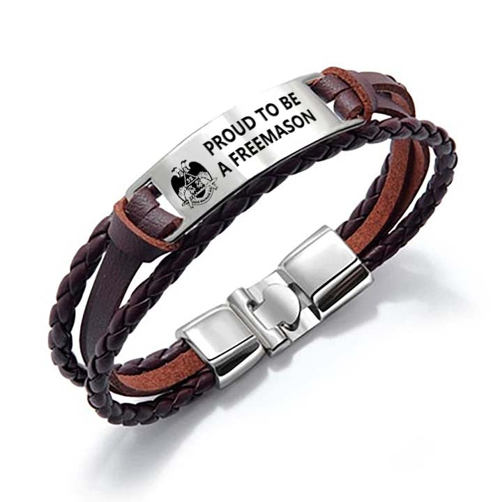 32nd Degree Scottish Rite Bracelet - Wings Down Black & Brown - Bricks Masons