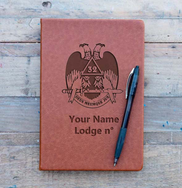 32nd Degree Scottish Rite Journal - Wings Down Brown Faux Leather - Bricks Masons