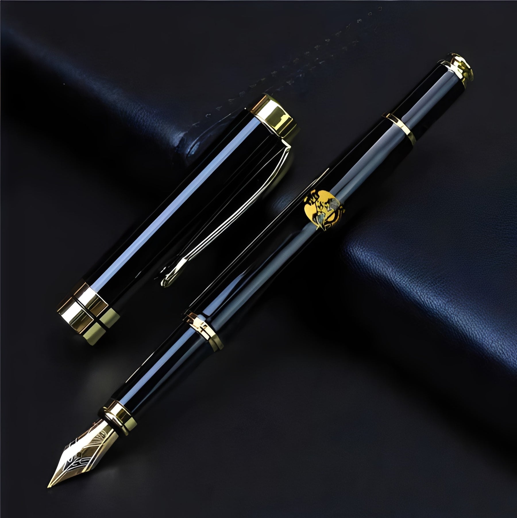 32nd Degree Scottish Rite Pen - Wings Down Black & Gold - Bricks Masons