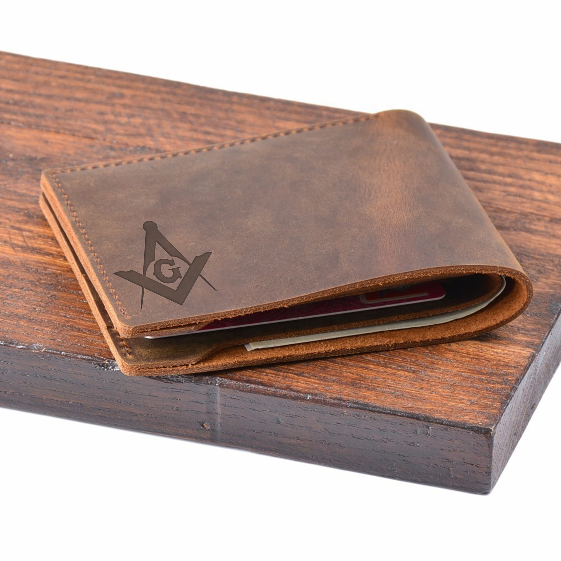 Master Mason Blue Lodge Wallet - Genuine Leather Bifold - Bricks Masons