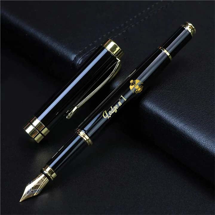 33rd Degree Scottish Rite Pen - Wings Down Black & Gold - Bricks Masons