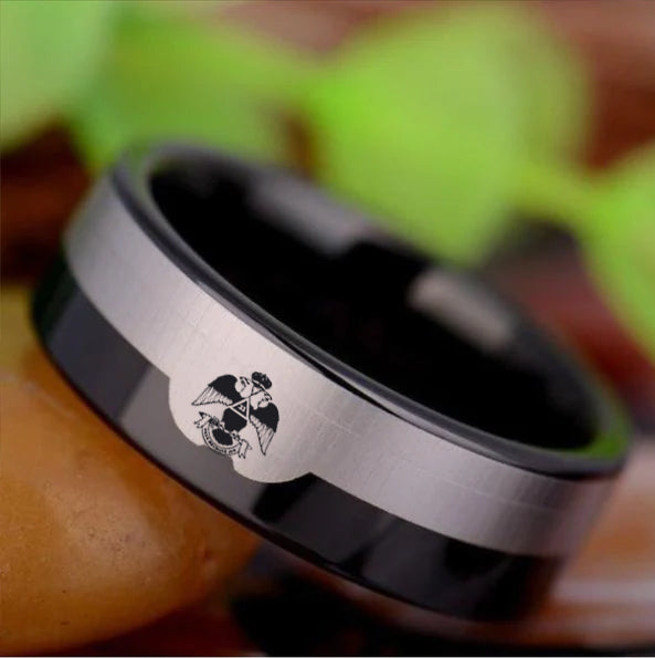 33rd Degree Scottish Rite Ring - Black Silver Tungsten - Bricks Masons