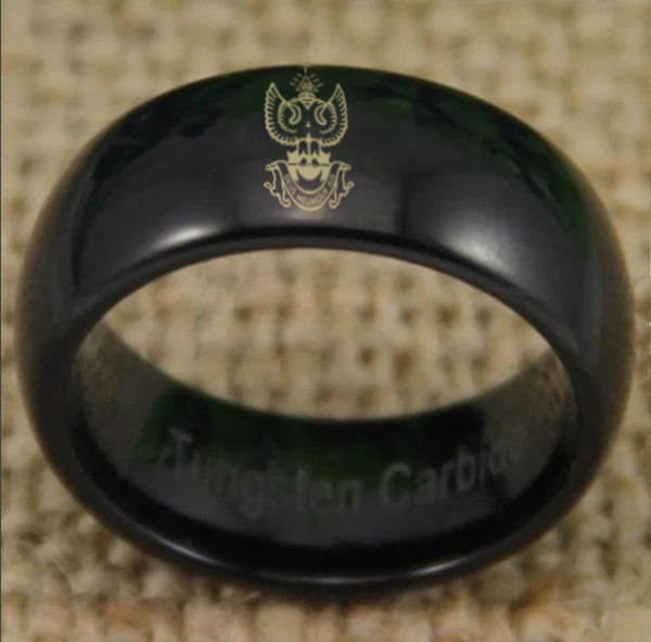 33rd Degree Scottish Rite Ring - Wings Up Black Dome Tungsten - Bricks Masons
