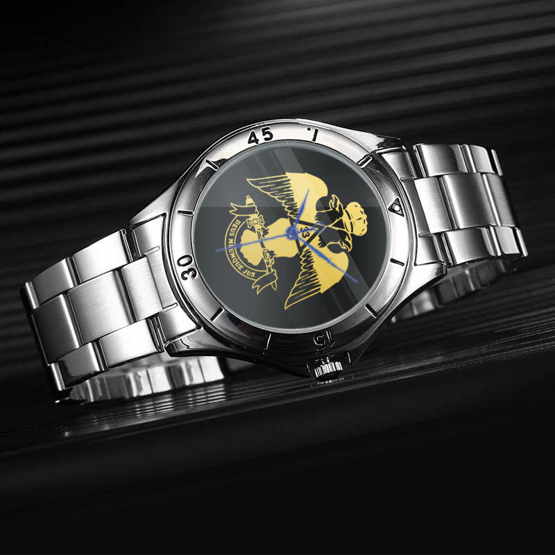 33rd Degree Scottish Rite Wristwatch - Wings Down Stainless Steel - Bricks Masons