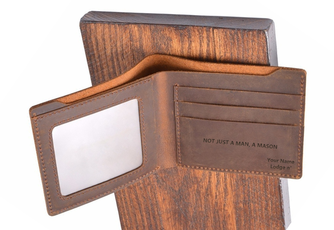 33rd Degree Scottish Rite Wallet - Genuine Leather Bifold - Bricks Masons