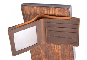 Master Mason Blue Lodge Wallet - Genuine Leather Bifold - Bricks Masons